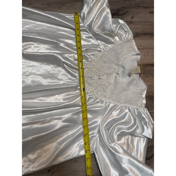 Vintage Cachet Modest Bridal Nightgown Satin & Lace Petite Medium Sears White - Picture 8 of 11